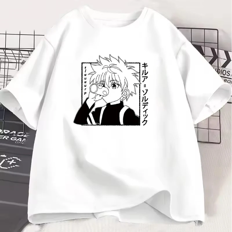 

Hisoka Killua Zoldyck Manga Pattern Couple Top Summer Anime Casual Loose Graffiti Men Woman T-shirt Street Harajuku Unisex Tees