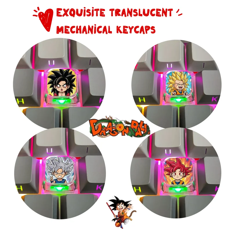 New Dragon Ball Keycap Mechanical Keyboard Decoration Transparent Cross DIY High  Color Creative Personality Cartoon Pattern