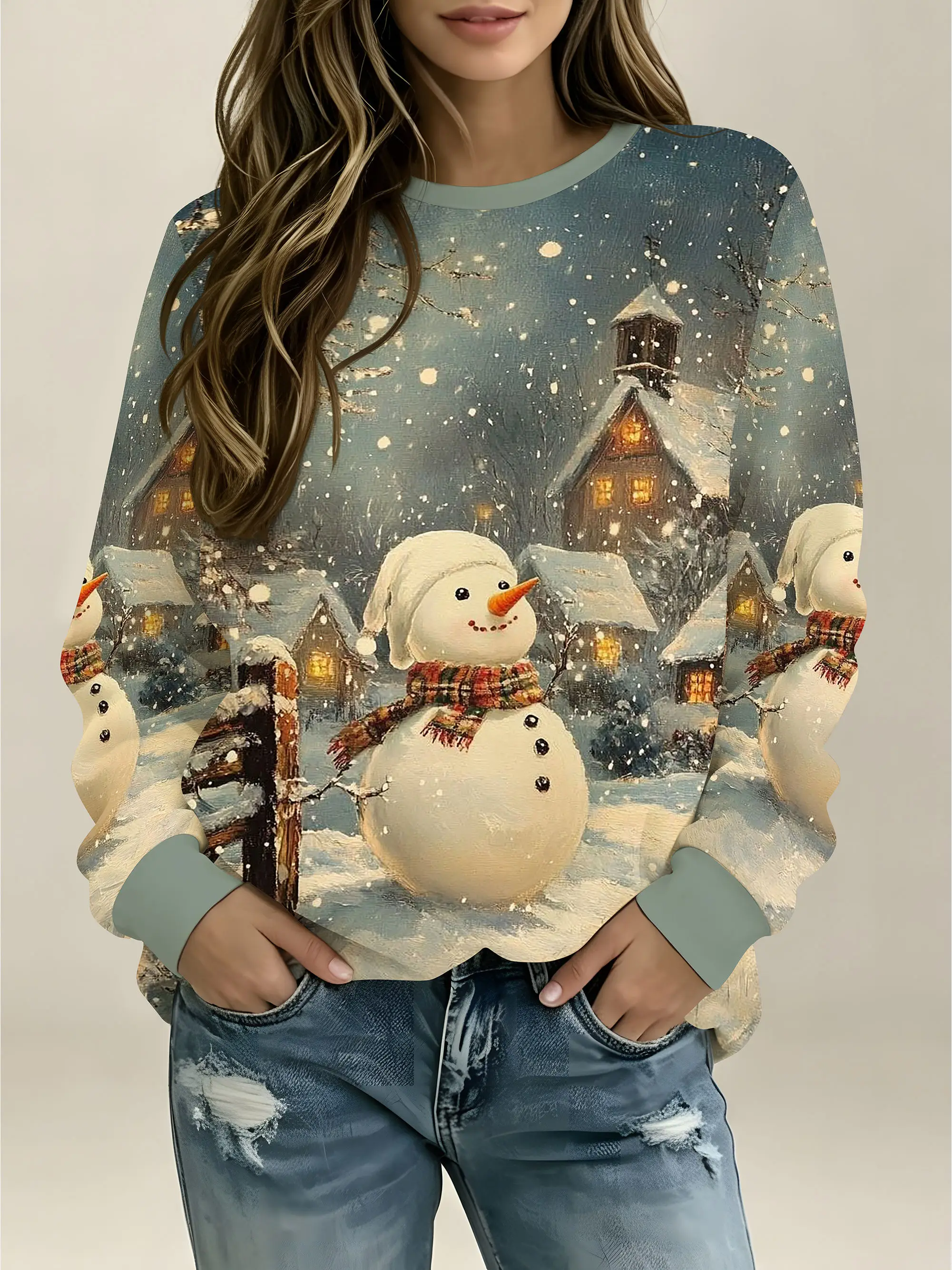 Winter Clothes - Damska bluza z okrągłym dekoltem, świąteczny