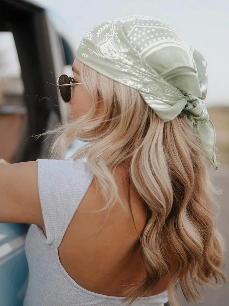 

Women's Silk Scarf Hijabs Luxury Brand Summer Headscarf Hijabs Bandana Shawl Handerchief Hair Cheveux Hair Accessories 70*70cm