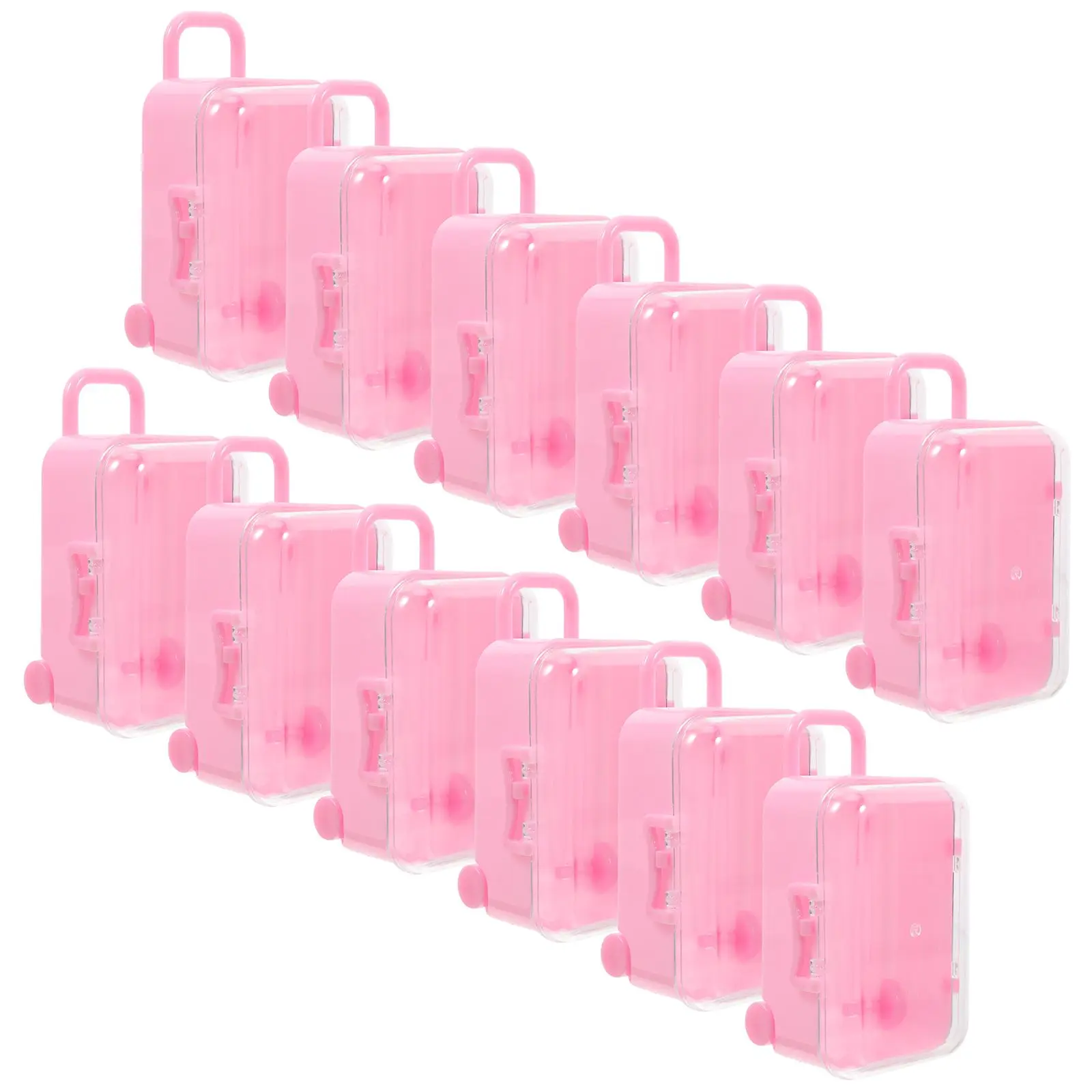 

12 Pcs Large Candy Box Travel Suitcase Mini Luggage Party Favor Clear Treat Boxes Plastic Storage Container for Wedding Gifts