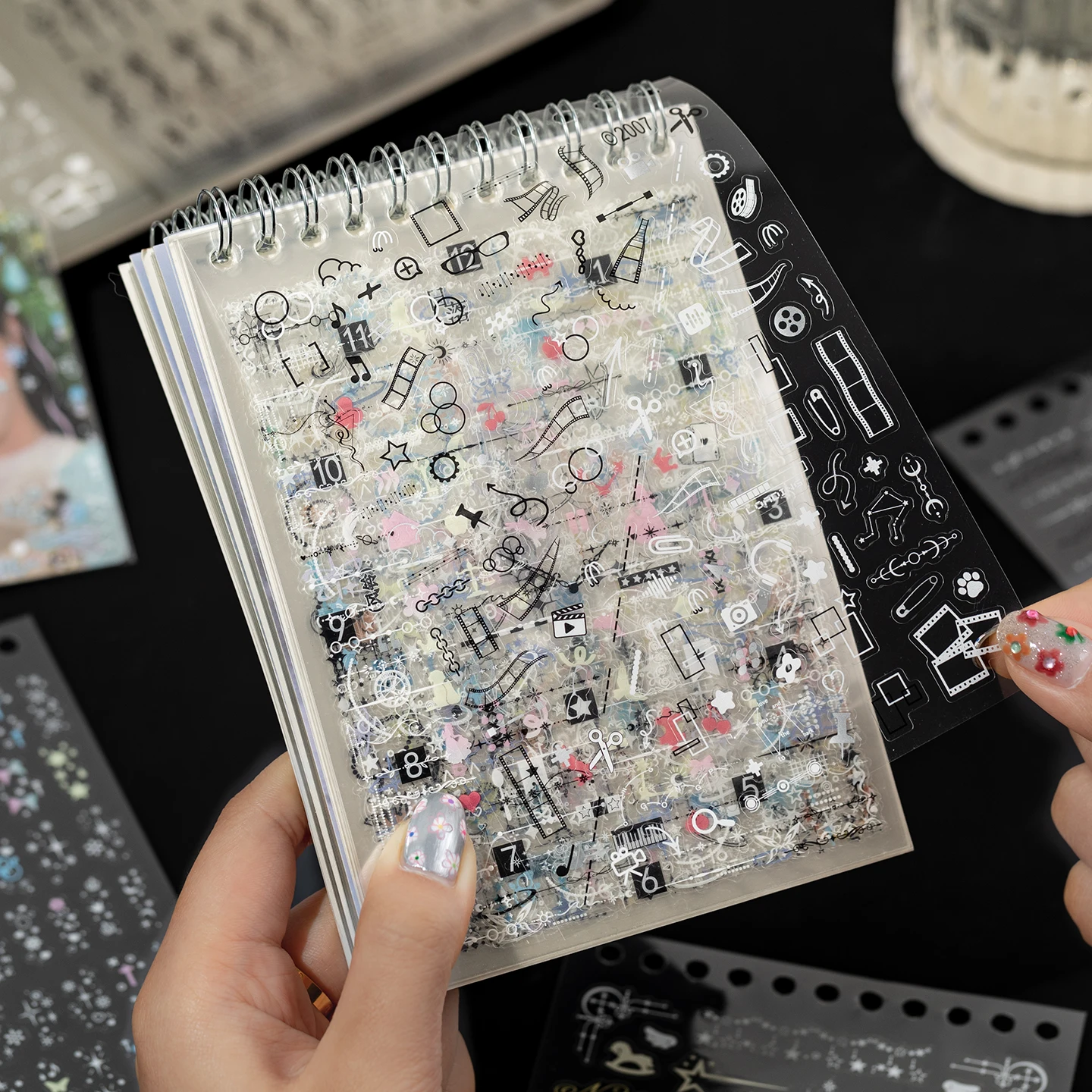 MINKYS Kawaii 30 Sheets PET Transparent Music Wings Decorative Sticker Book Journal Material Kpop Stickers Kids Gift