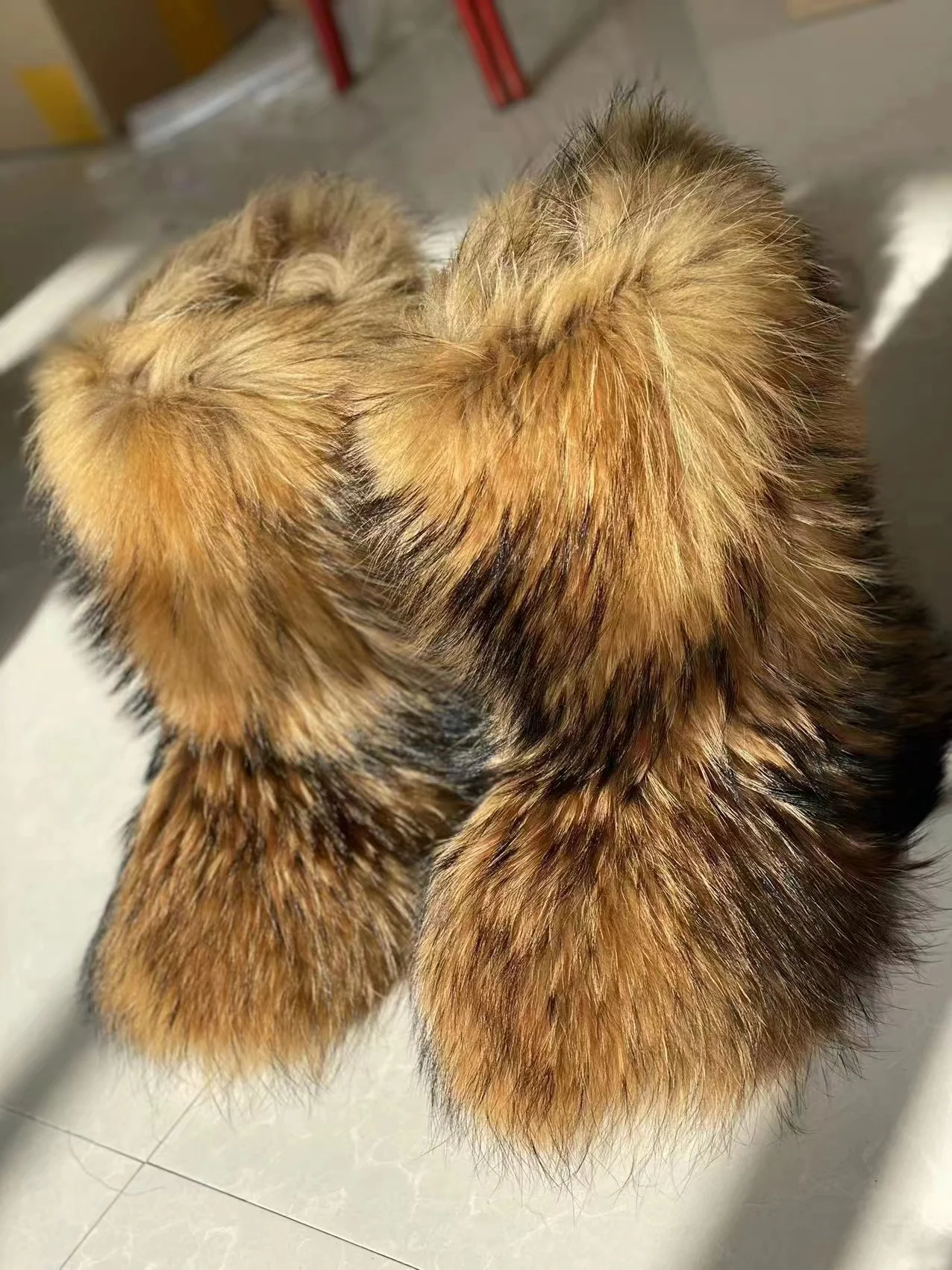 Women\'s Winter Snow Boots Outdoor Luxury Furry  Real Raccoon Fur Boots Woman Fox Fur Warm Platform Shoes New Fashion Bottes