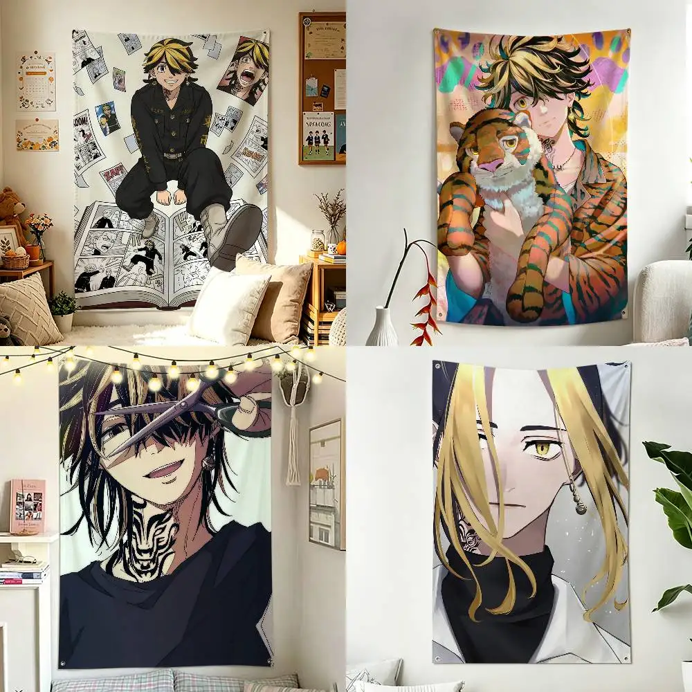 K-Kazutora H-Hanemiya T-Tokyo-R Vertical Flag Tapestry Wall Hanging Indoor Outdoor Home Decor