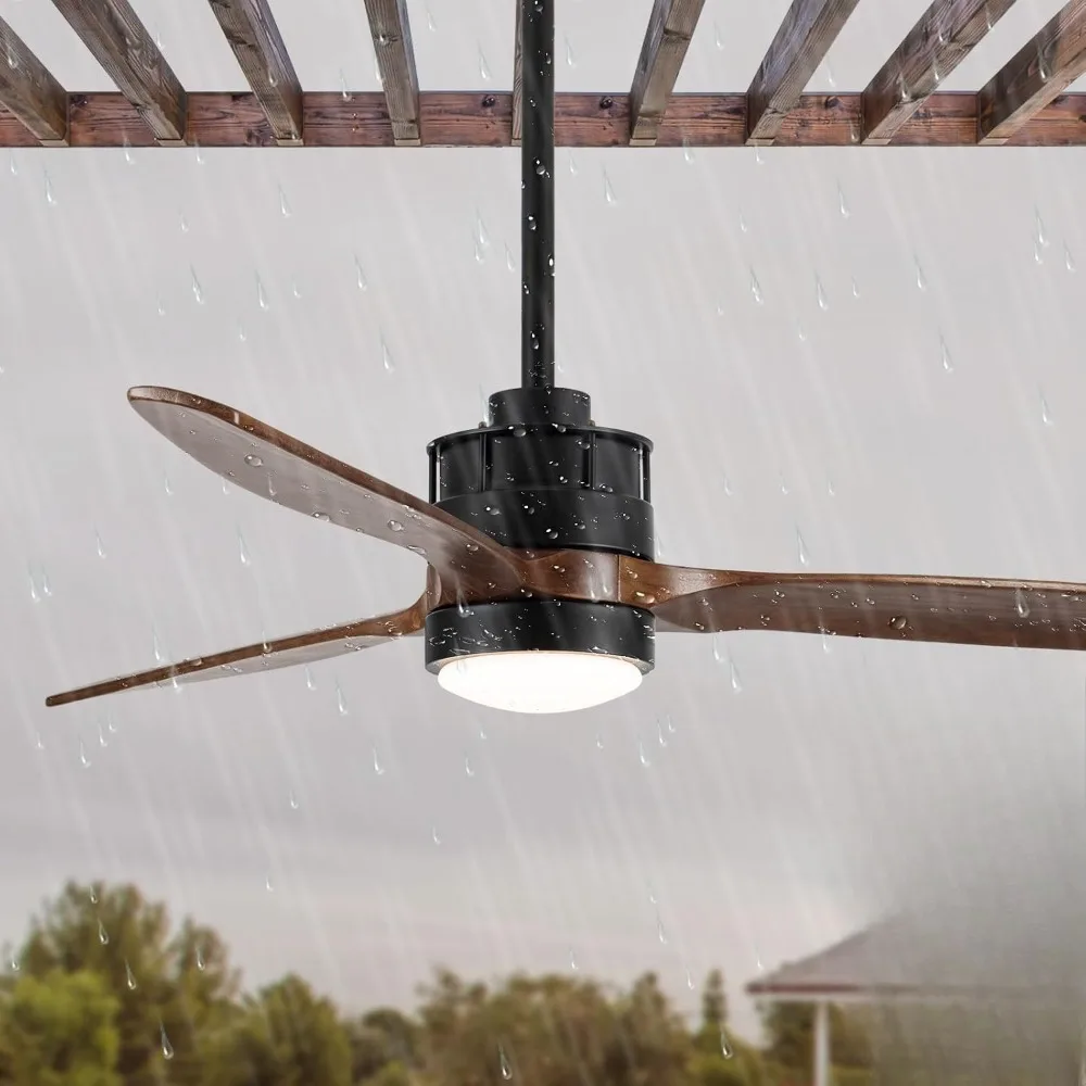 Outdoor ceiling fan, Light garden, waterproof, 3 leaf ceiling fan, walnut, garden ceiling fan size ‎52