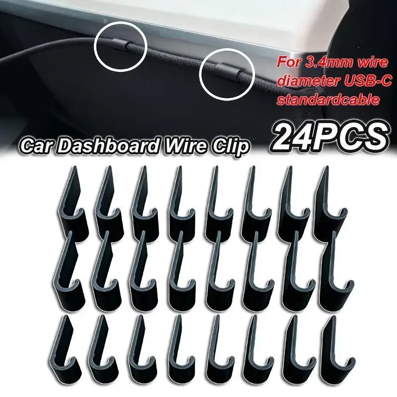 24pcs Car Dashboard Cable Clip Compatible With 3.4mm Wire Diameter For Organizing Driving Recorders Or Phone Holders