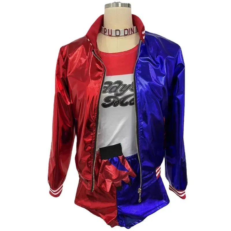 

5PCS Red and Blue Cosplay Suicide Kids Girls Squad T Shirt Joker Jacket Halloween Costume