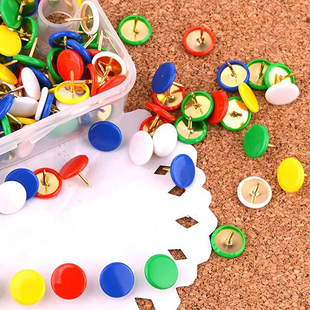 

300 шт. цветных кнопок-гвоздиков с круглой головкой для пробковых досок, школы, офиса, дома, поделок, досок объявлений, плакатов