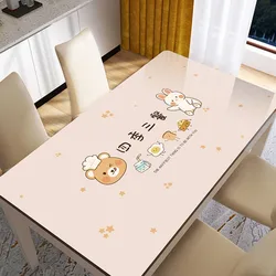 2024 New Little Bear Breakfast Soft Glass Table Mat Table Cloth Waterproof, Oil Resistant, and Non Wash Rectangular Table Mat