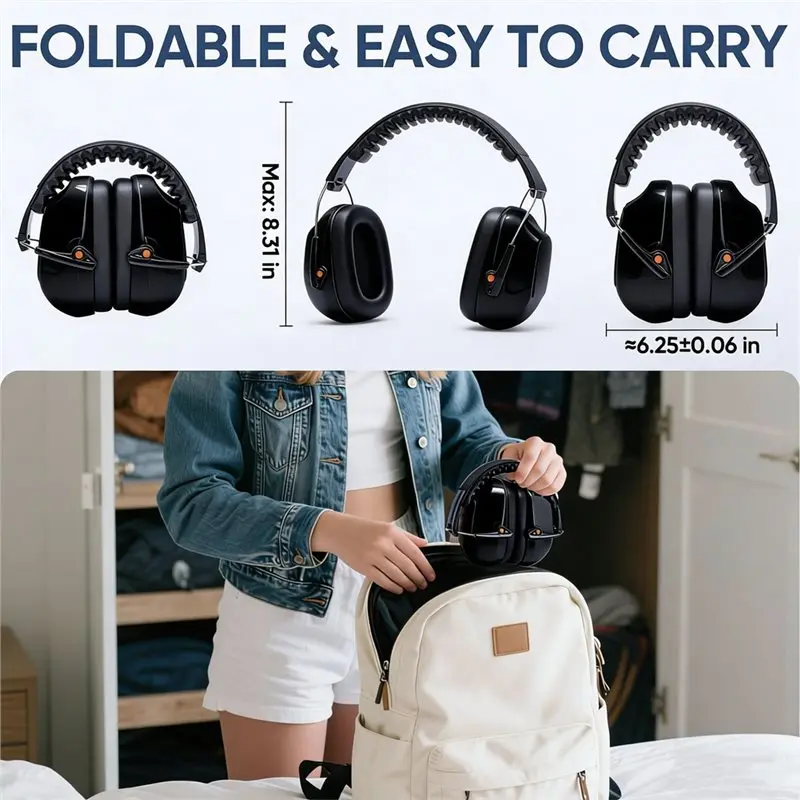 【HOT A69Z!】Adjustable Noise Cancelling Ear Muffs For Adults, SNR 33Db, Ideal For Construction And Shooting