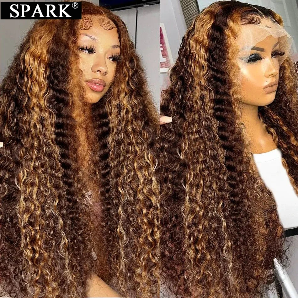 

Ginger Orange #350 Colored Deep Wave Wig Peruvian Human Hair 13x4 Lace Front Wig #1BCurly Wig HD 4x4 Lace Remy Hair 180% Density