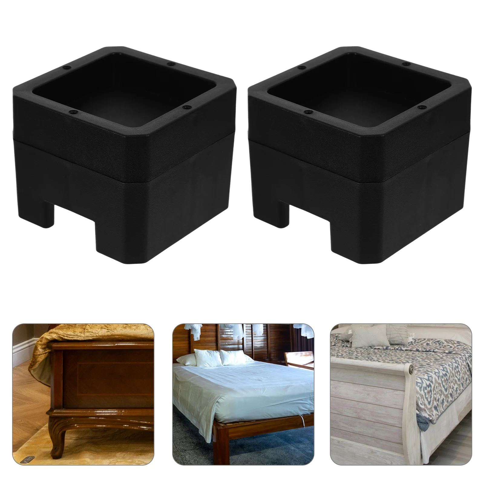 

4pcs Bed Risers for Casters Anti-Slip Stable Height-Boosting Floor-Protecting Bed Lift Risers for Caster Wheels or Posts of Bed