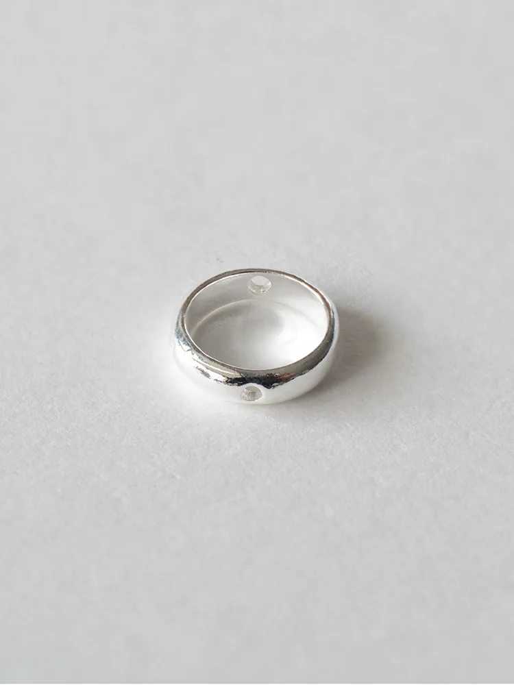 Solid 925 Sterling Silver Round Bead Frame, Spacer Loose Frames With Hole Jewelry DIY Components Accessories