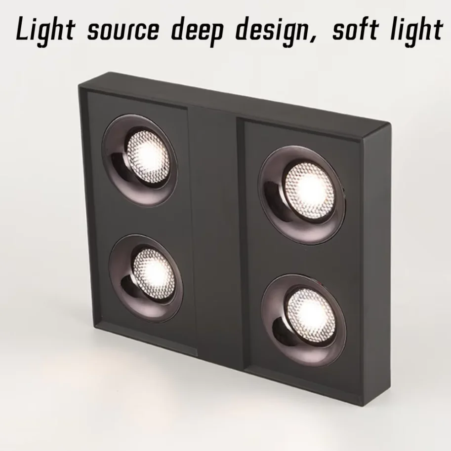 Square LED Ceiling light COB Spotlights Dimmable 12W15W 1-2-4 head chip Anti-glare Downlight Ceiling Lamp 85-265V Home business