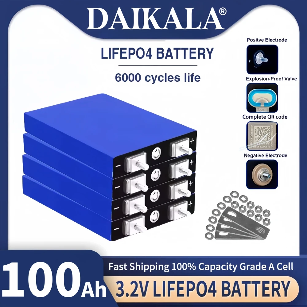 100% New 3.2V 100Ah LiFePO4 battery cell Lithium iron phosphate deep cycles for diy 12V 24V 36V 48V solar energy UPS power