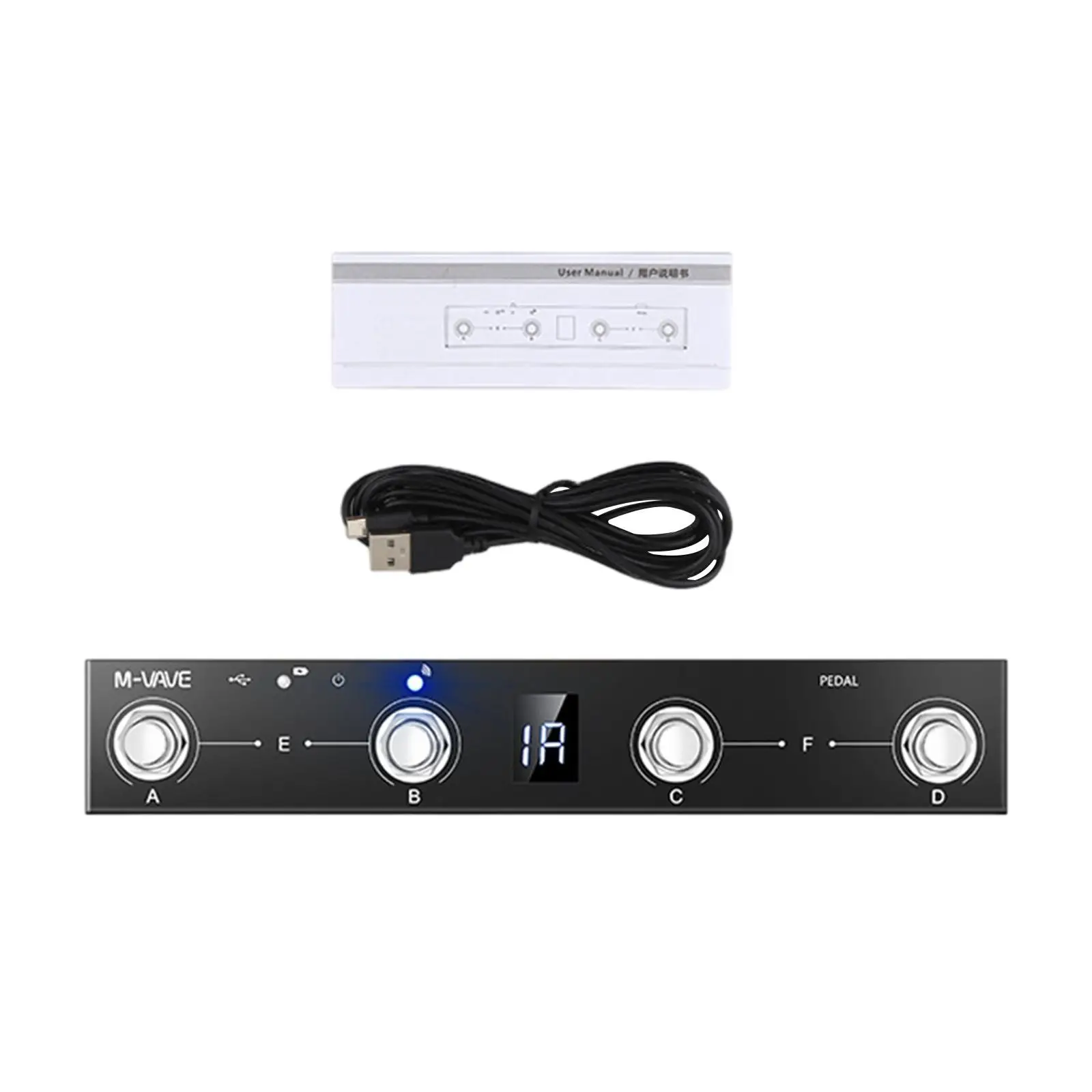 MIDI Foot Controller 4 Button USB Portable Rechargeable Turner Control Pedal for Guitar Amp PC