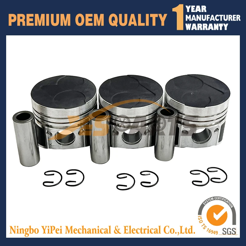 

3 set Piston Kit STD For Kubota D905