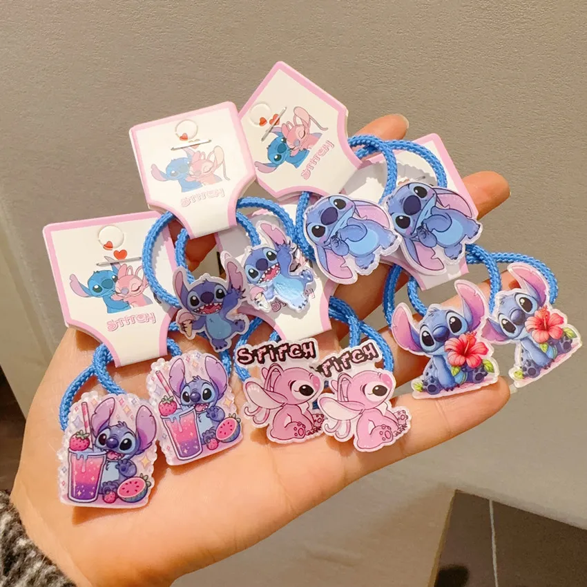 

Kawaii Disney Blue Stitch Small Hairband Cute Children's Headwear Ponytail Tie Headrope Rubber Band Girl Gift