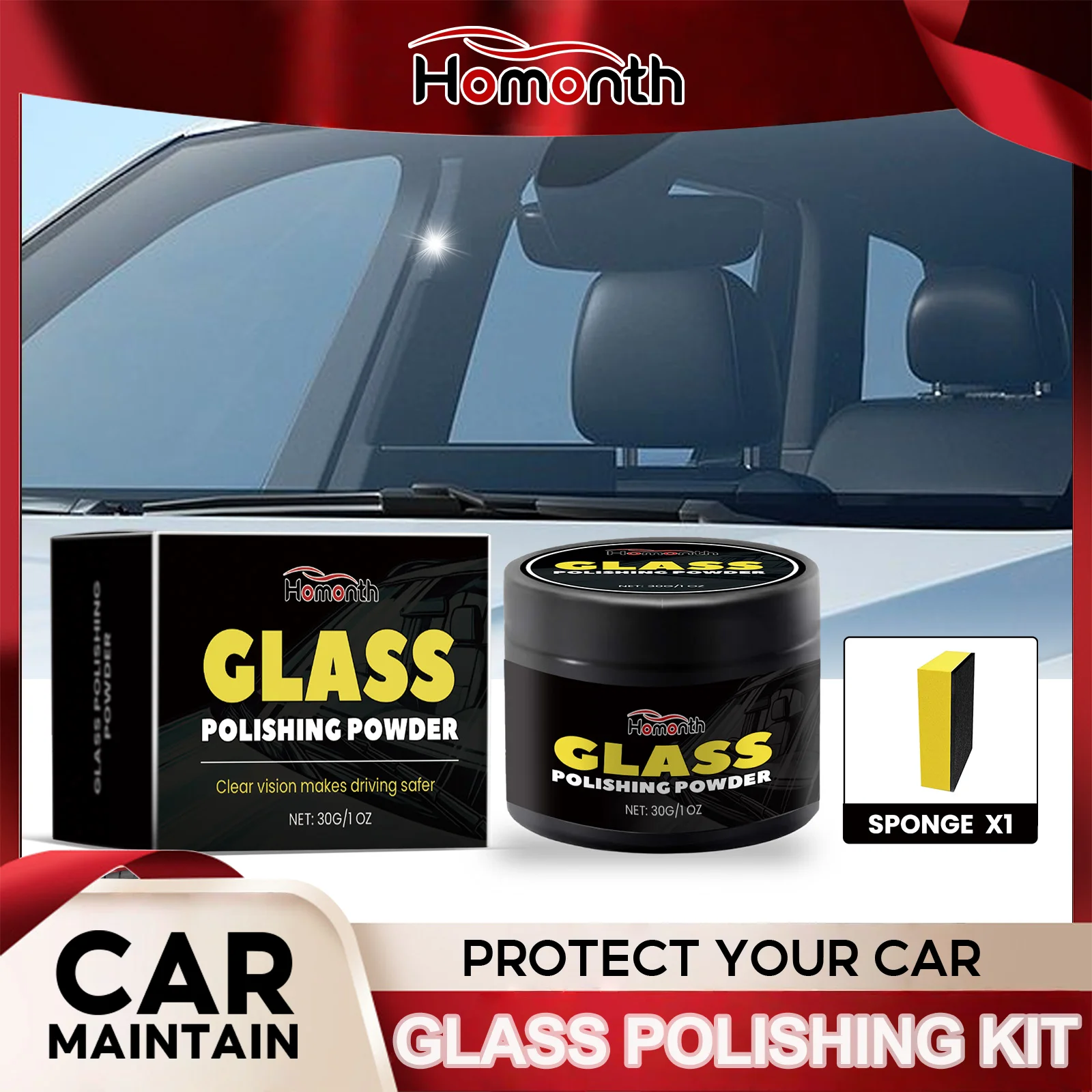 

Состав для полировки автомобильного стекла, средство для удаления царапин на лобовом стекле, набор для восстановления фар, абразивный порошок, очиститель стекла, водные пятна, 30 г