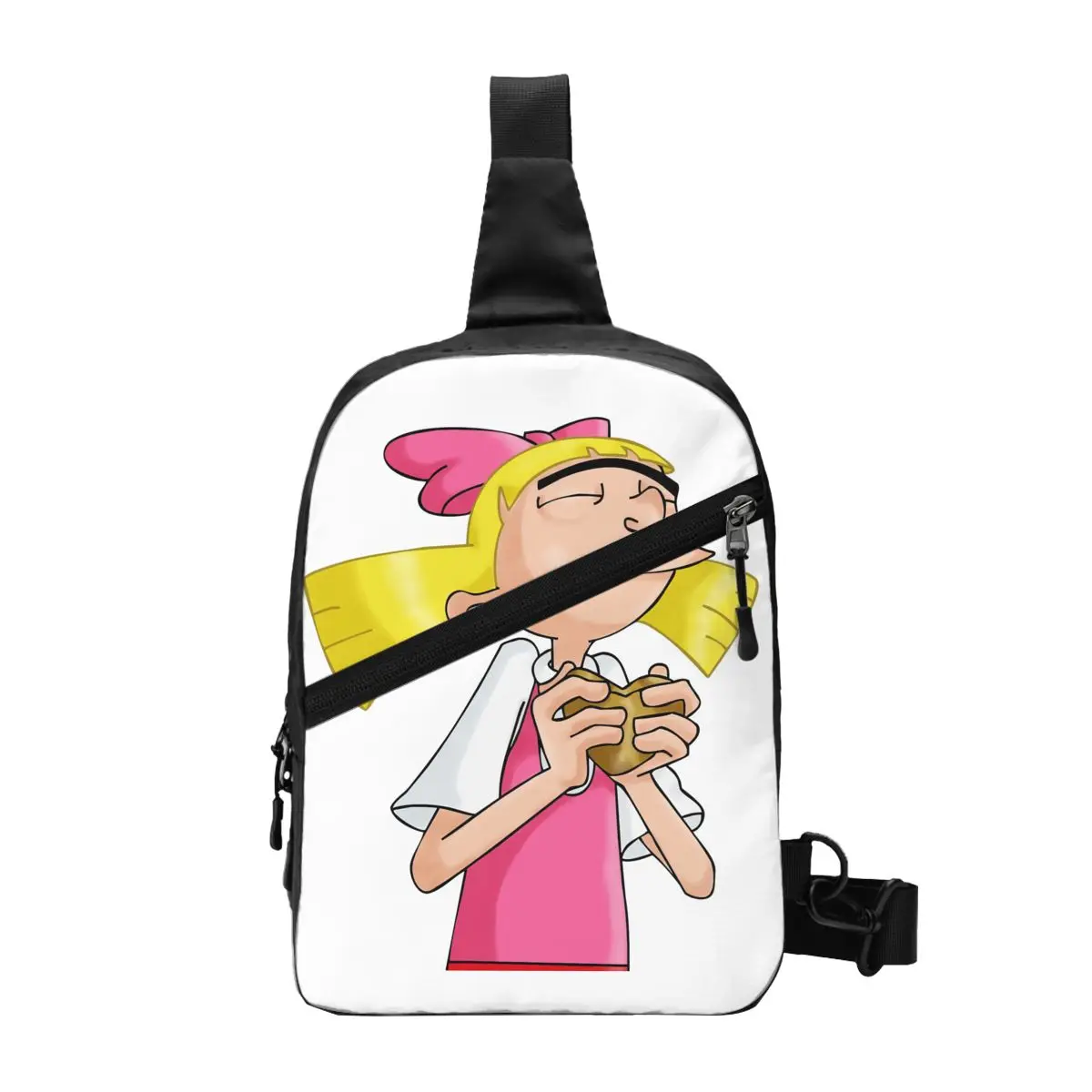 

Custom Helga Pataki Cartoon Animated Sling Crossbody Backpack Men Hey Arnold Chest Shoulder Bag for Traveling Daypack