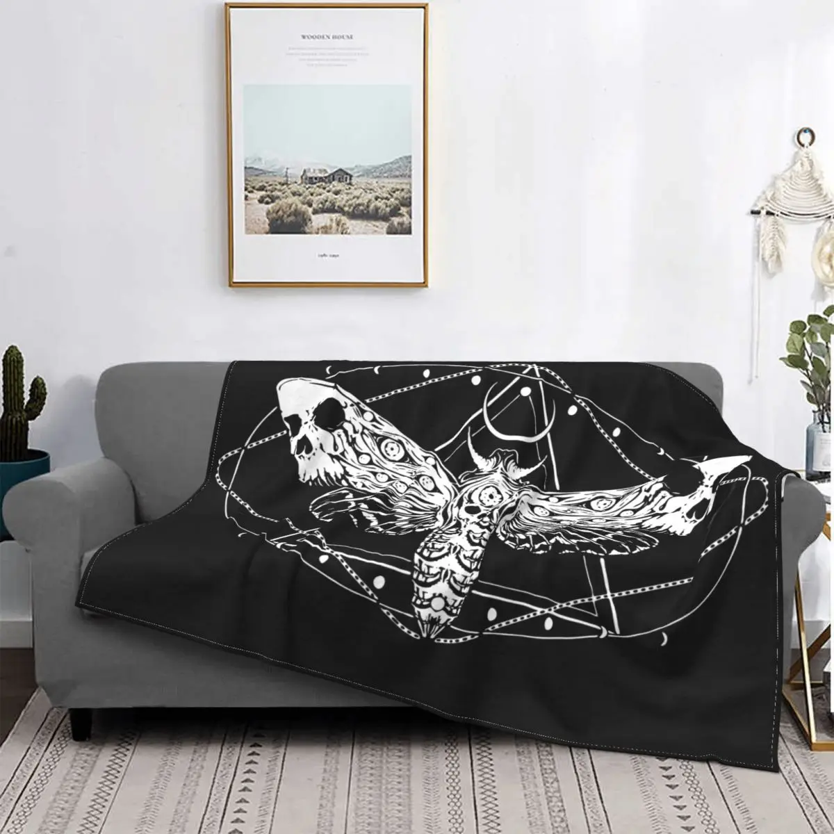 

Surreal Death Moth Blanket Velvet Silence of the Lambs Gothic Goth Portable Super Throw Blankets for Sofa Couch Plush Thin Quilt