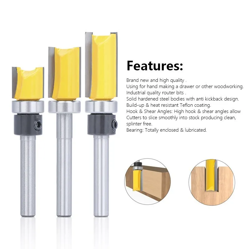 XCAN Router Bit 6mm Shank Template Pattern Bit Flush Trim Router Bit Milling Cutter For Woodworking