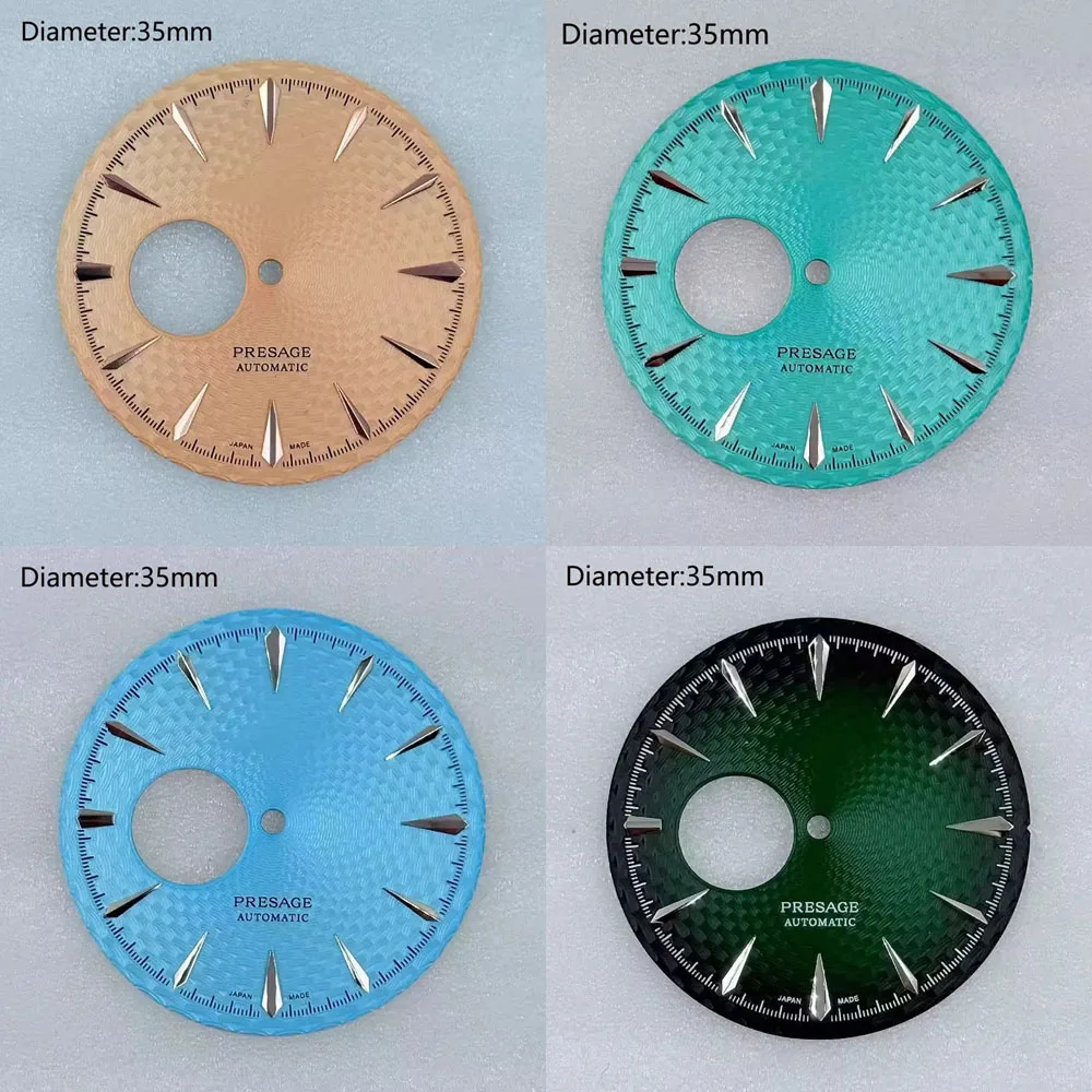 Esfera de 35mm NH38 PRESAGE con logotipo, diseño de loto en blanco, verde y azul hielo, esfera de corazón abierto para movimiento NH38, esfera esqueleto SSA439J1 mods