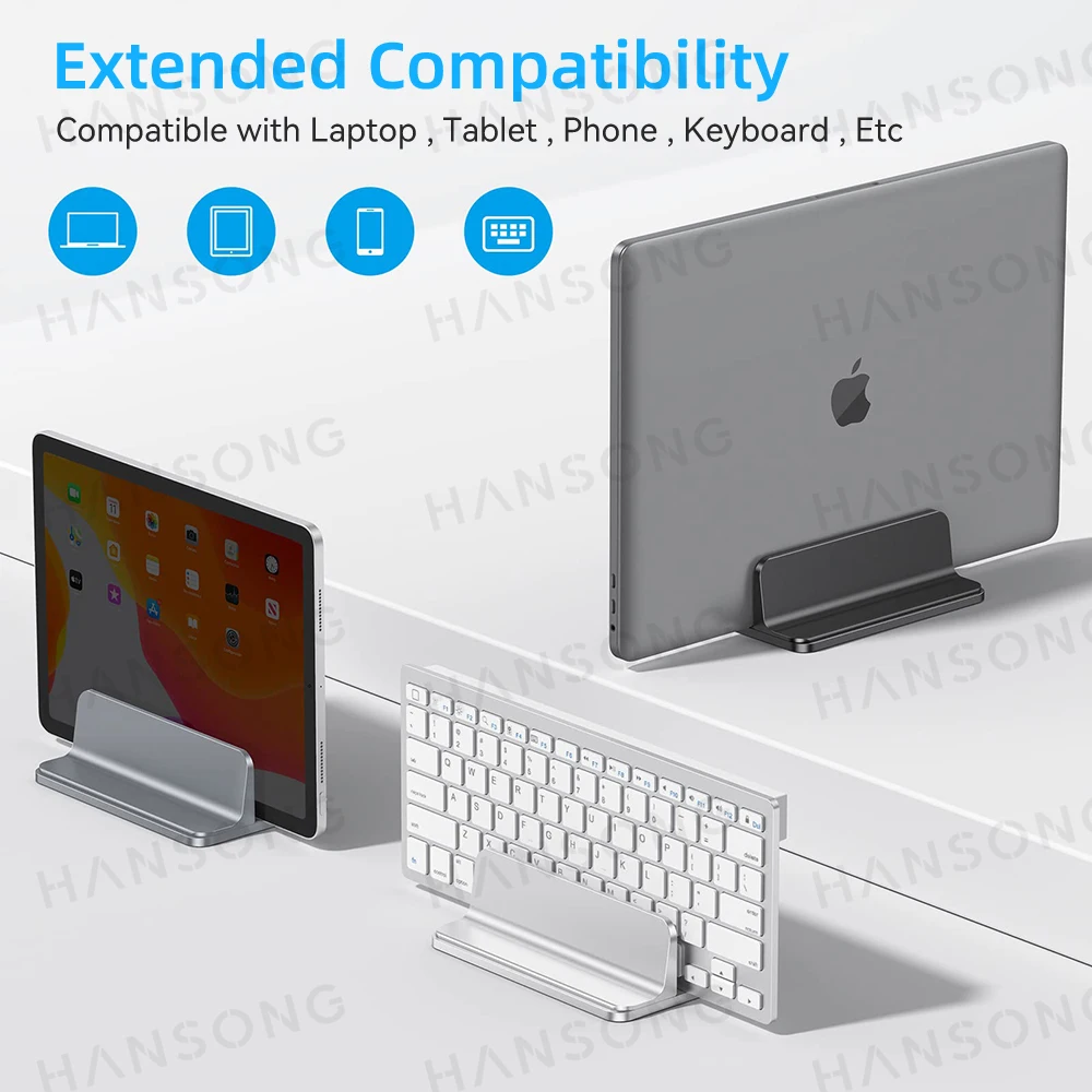 Imagem -02 - Alumínio Vertical Laptop Stand Tamanho Ajustável Dock Apto para Todos os Macbook Surface Chromebook Laptops Holder