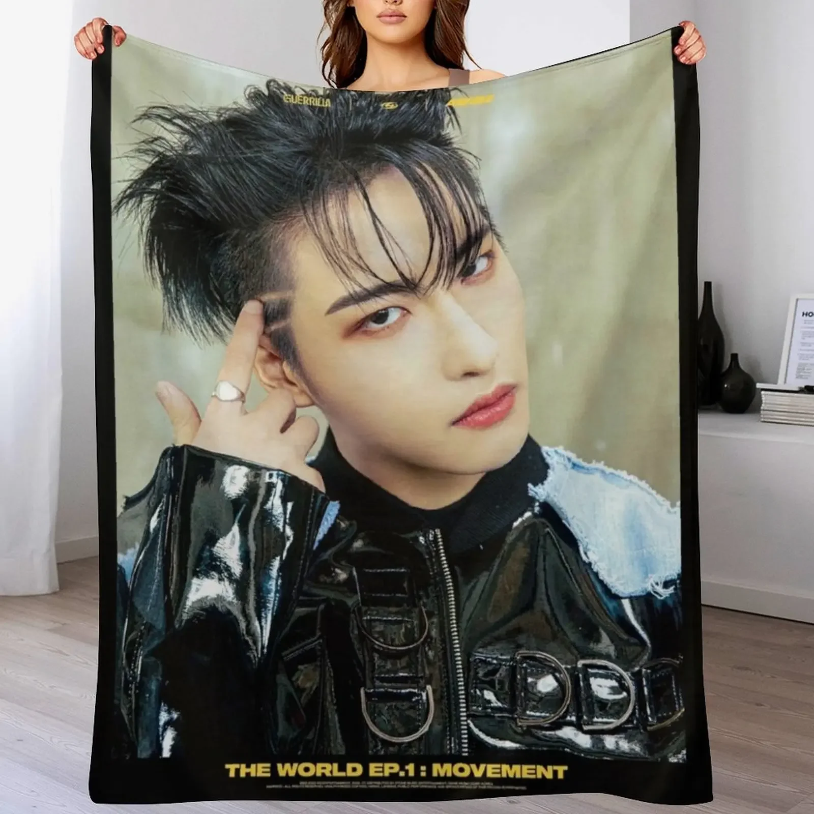 Seonghwa - Ateez Throw Blanket Stain Resistant Cozy Warm Blanket