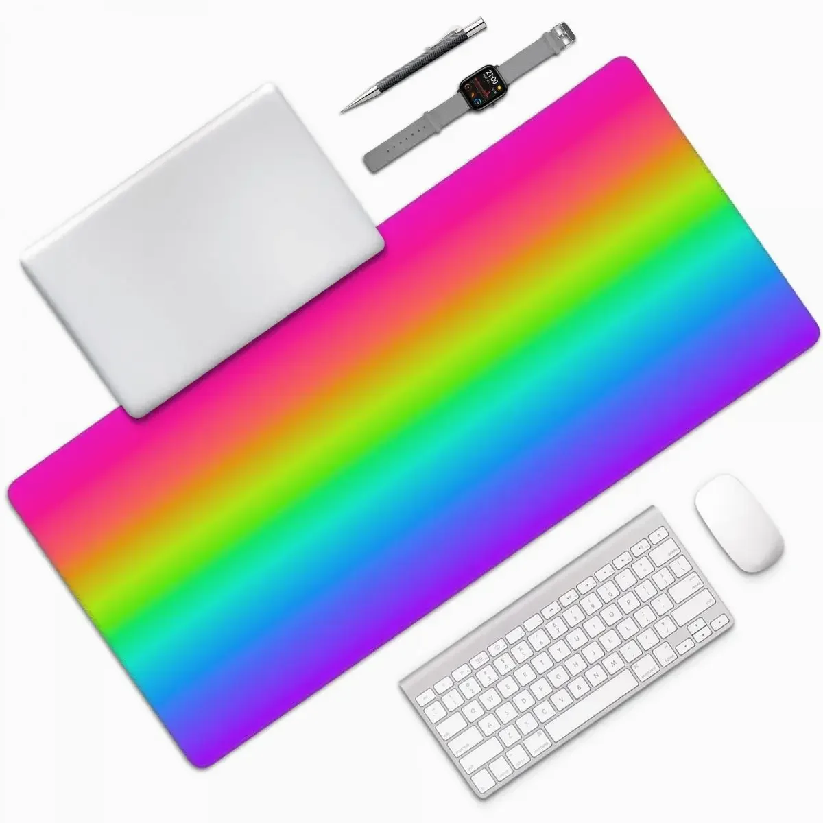 

Большой коврик для мыши Neon Rainbow Ombre, коврик для компьютерной клавиатуры, коврик для мыши, игровой коврик для ноутбука, офисные аксессуары, настольные коврики