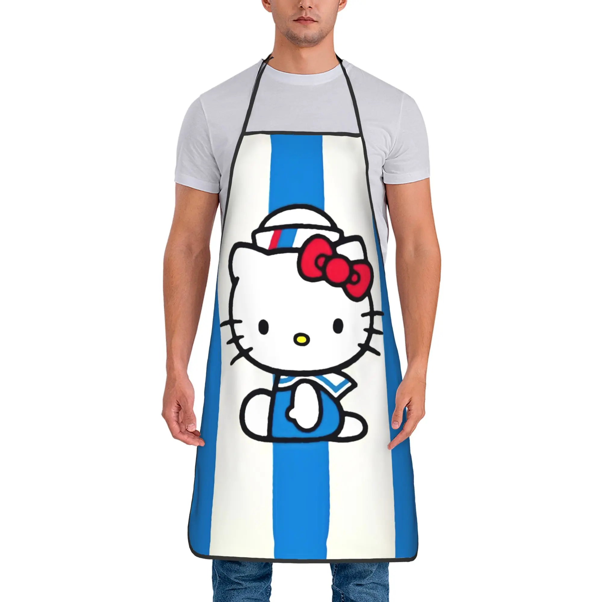 

Hello Kitty Sailor Aprons Unisex Waterproof Garden Bibs Polyester Household Cleaning Pinafore