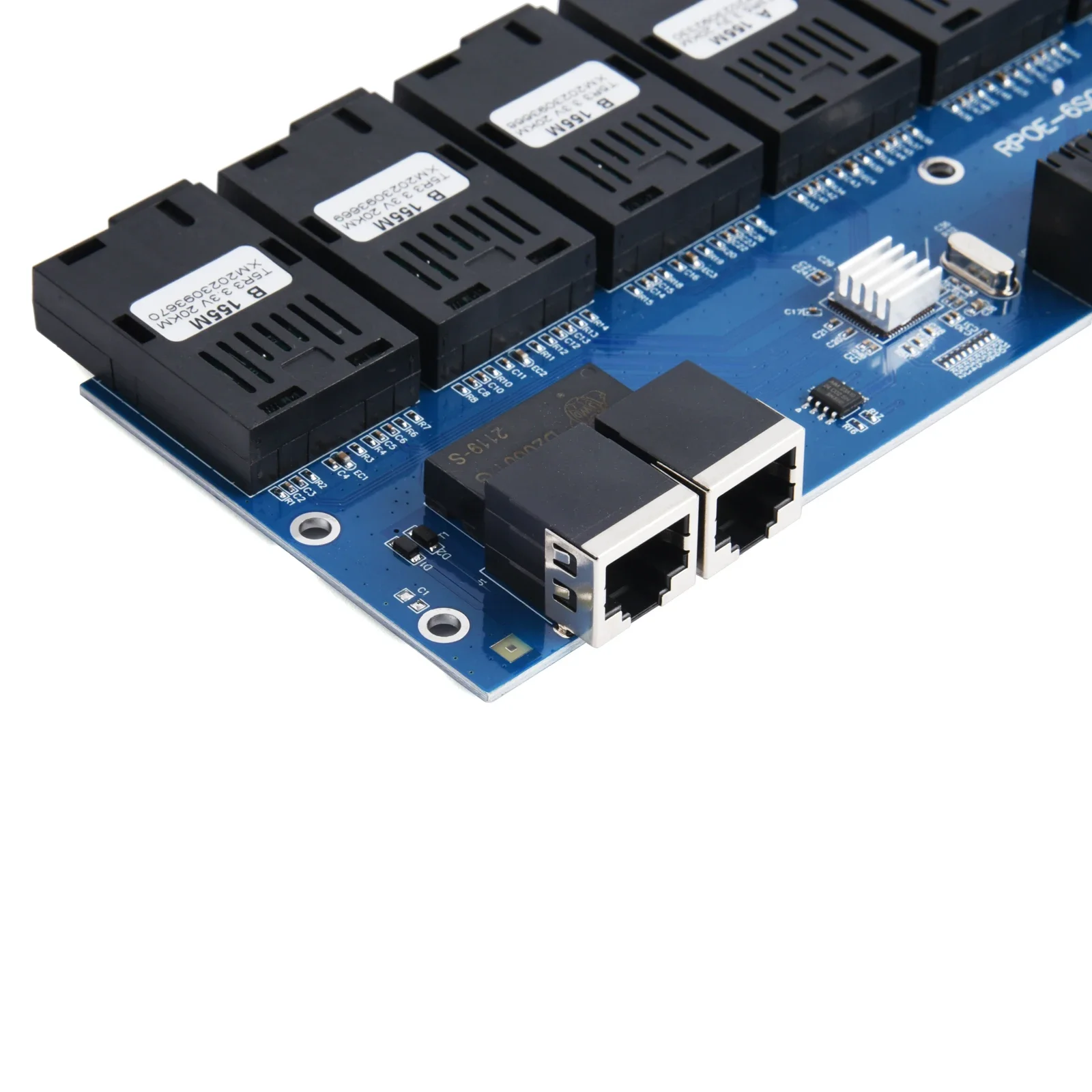 PCBA Board Fiber Optic Media Converter 100Mbps 2 RJ45 to 6 SC Optic Connector 1310nm/1550nm 3A+3B Ports 20KM Ethernet Switch