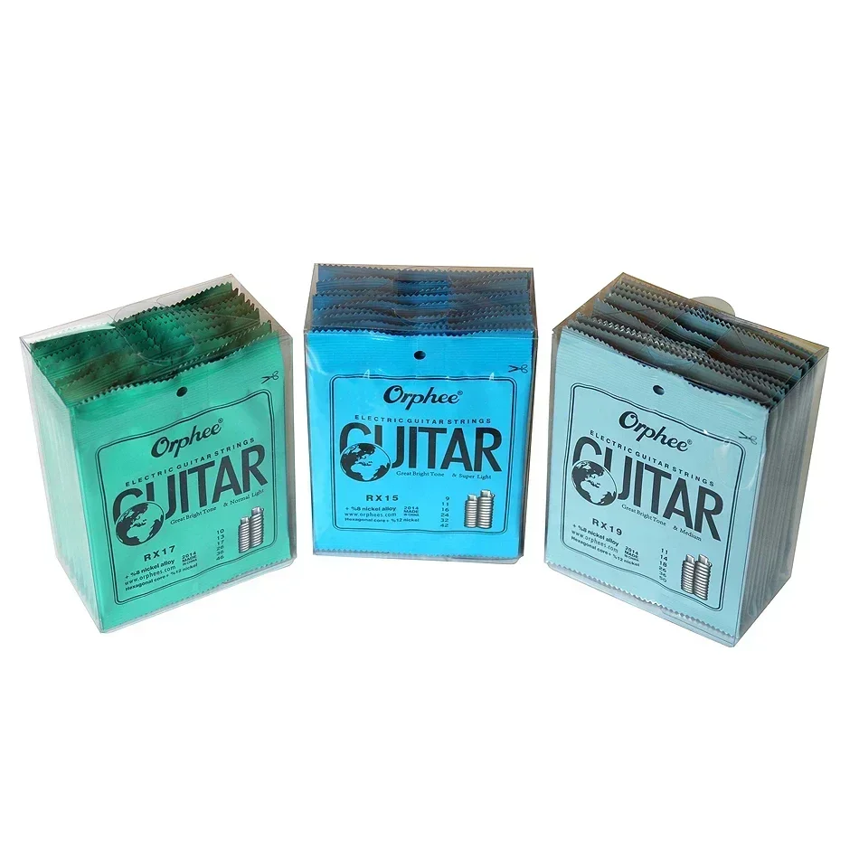 Orphee 10 Sets Electric Guitar Strings Set Hexagonal Core Nickel Plated Alloy Super Light/Light/Medium Practice Use Strings