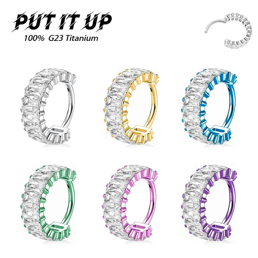 PUTITUP Official F136 Titanium Anodised Ice Candy Zirconia Earrings 16G Fashion Piercing Ear Bone Body Piercing Jewellery
