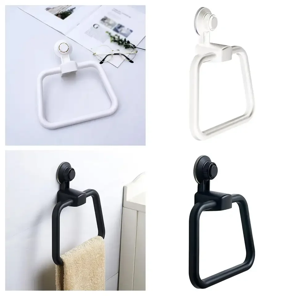 

Non-drilling Black/white Suction Up Towel Ring Household Towel Rack Multifunctional Bathroom Towel Bar Wall Mounted Towel Ring