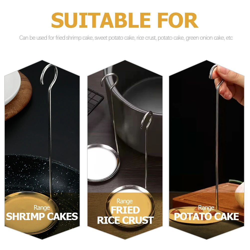 

2Pcs Oil Cake Mold Stainless Steel Frying Shrimp Snack Spoon Pancake Kitchen Essentials Lightweight Practical Storage