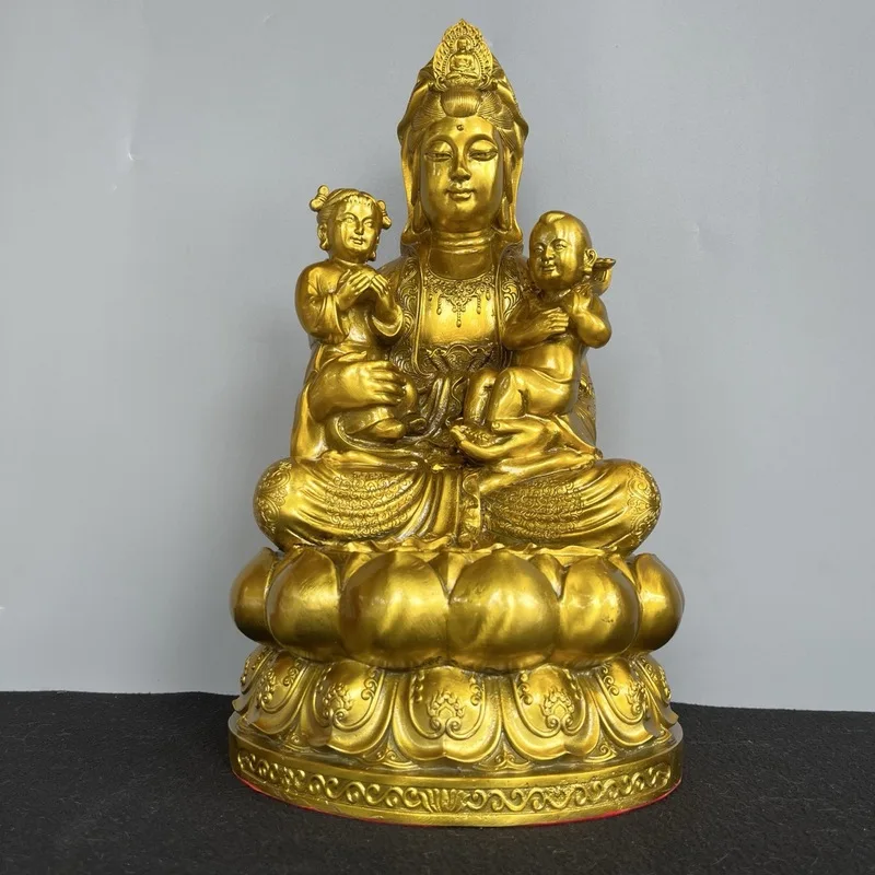 New brass double-child-giving home decor, Bodhisattva, wrought iron South Sea Guanyin Buddha