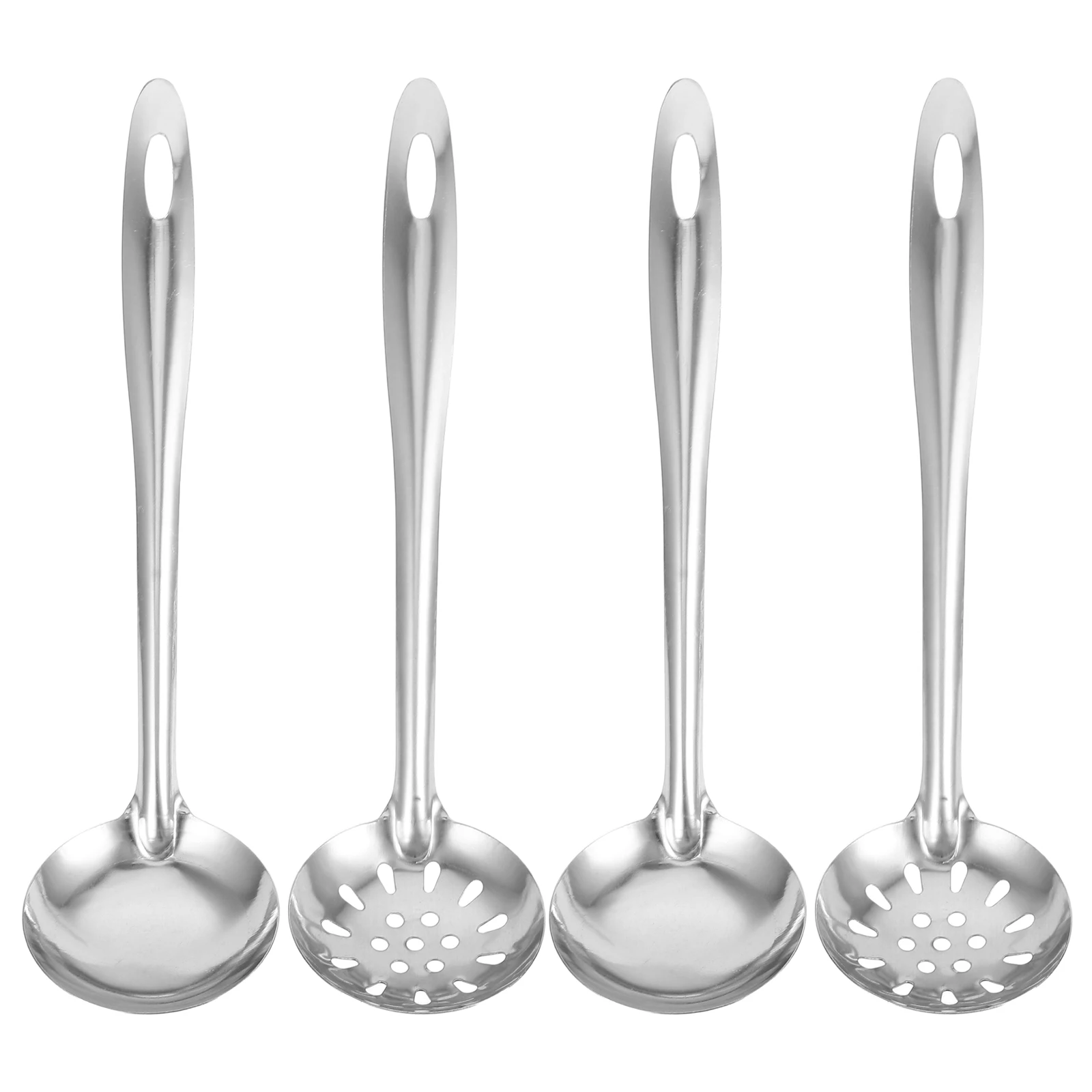 

4pcs Stainless Steel Hot Pot Set Long Handle Soup Colander Spoon Food Serving Spoon For Home Restaurant Kitchen Non-Rust
