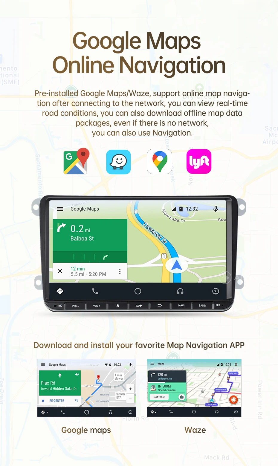 Autoradio Android 16 für Volkswagen Golf 5 6 Polo Passat B6 B7 CC Skoda Jetta Universal Multimedia Carplay Wifi GPS Navigation – Detail 23