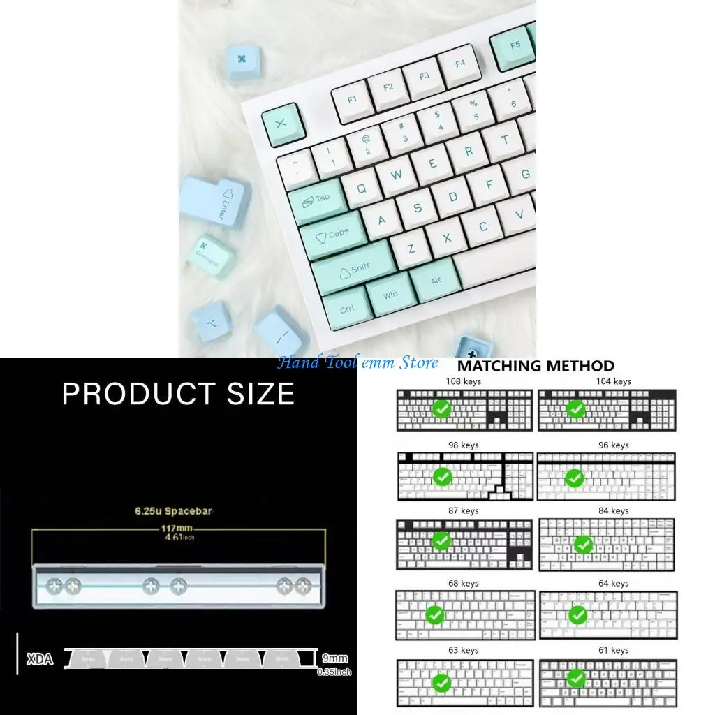 

H37F 137PCS XDA PBT Keycap Set with Comfortable Ice Mint Color for Mechanical Keyboards Typists and Program