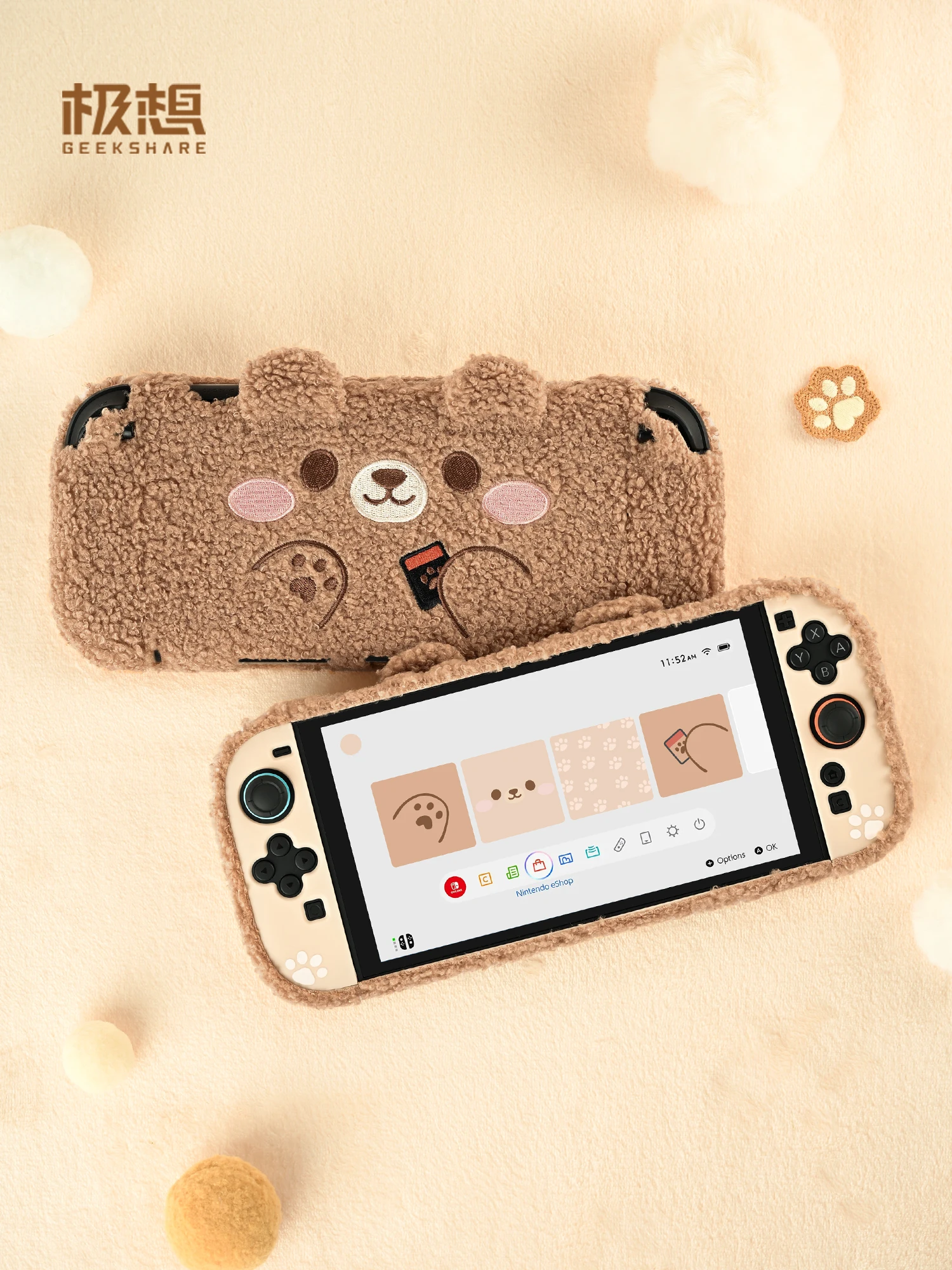 

Switch2 Bear Protection Case Ns2 Plush Protection Case Split-Type Sweat Proof Dust-Proof Fall Proof Game Console Accessories