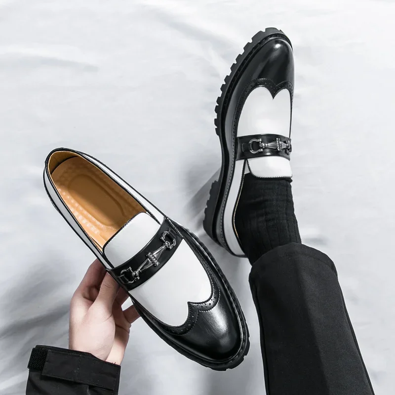 

Quality Leather Business Shoes Size 38-46 Hot Sale Fashion White Dress Shoes Men Slip-on Party Shoes for Man zapatos para hombre