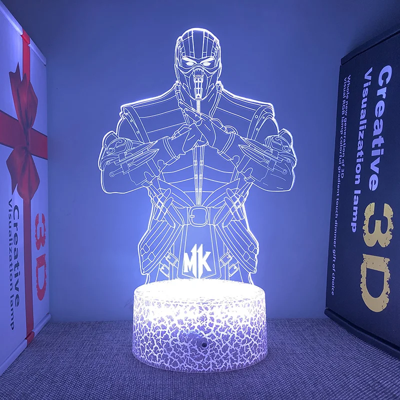 Mortal Kombat Figure 3d Led Lamp For Bedroom Custom Heroes Night Lights Game Room Decor Holiday Gift For Friend