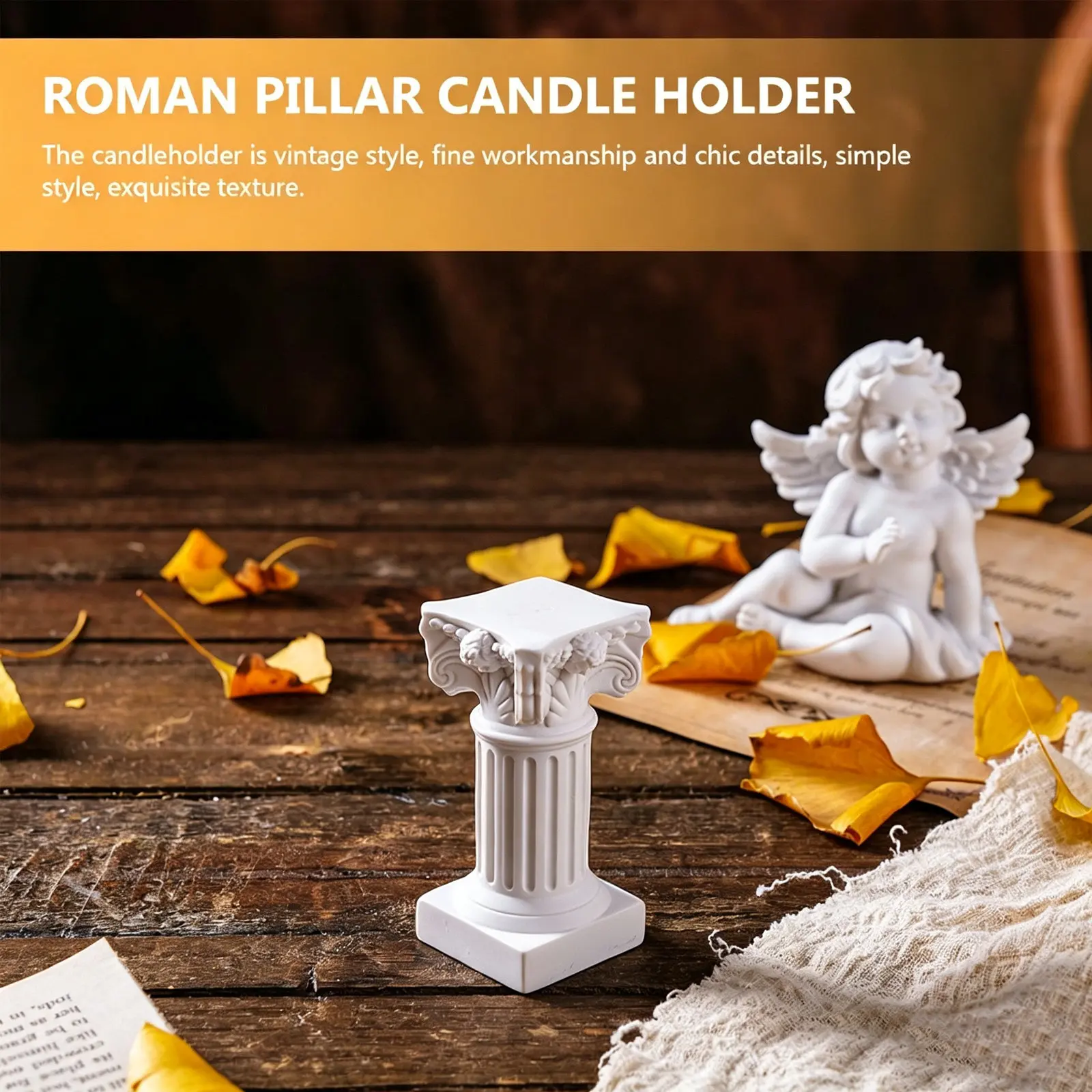 3Pcs Resin Roman Column Holders Vintage Chic Desktop Decor Premium Heat-Resistant Textured Home Decoration Tabletop Party