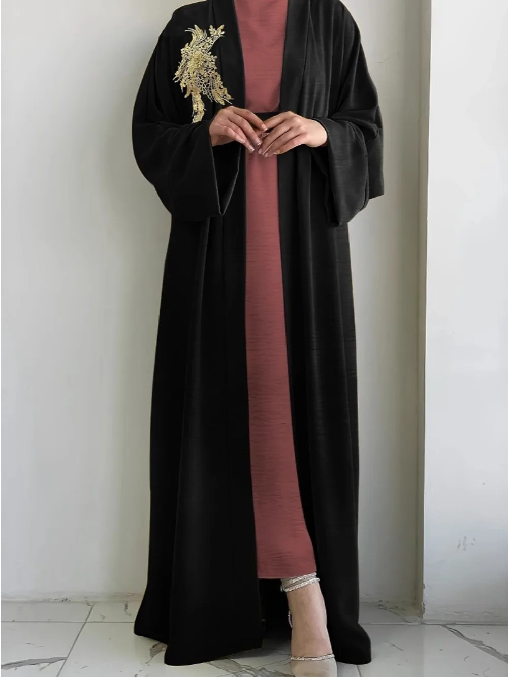 

2 Piece Set Women Modest Cardigan Inner Dress Lace-up Muslim Sets Ramadan Morocco Dubai Ensemble Femme Arabic Outfits Suit