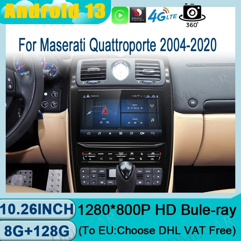 

Stereo Receiver Radio for Maserati Quattroporte 2013-2020 10.26" Qualcomm Android 13 Car Multimedia Player with 4G Auto Carplay