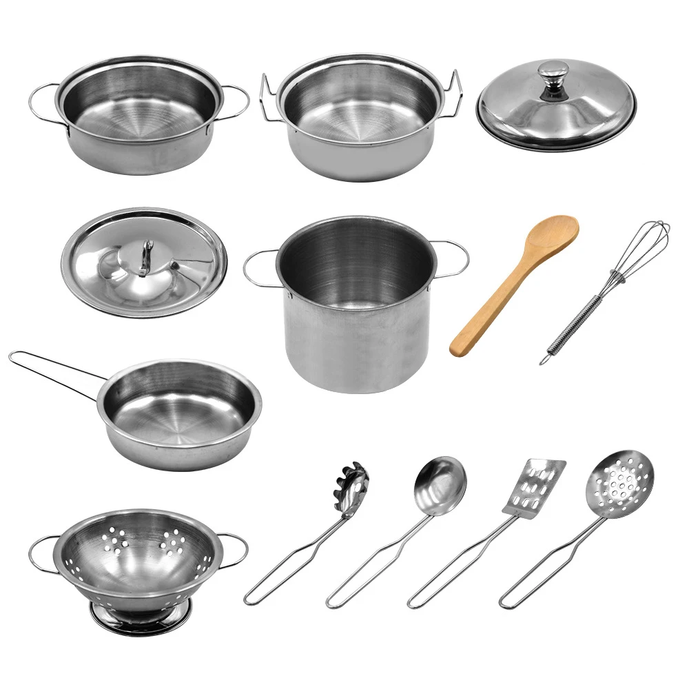 18 قطعة مجموعة المطبخ التظاهر لعب الاطفال الطبخ والخبز مجموعة أواني المطبخ الأطفال الشيف دور Playset التعليمية هدية #4