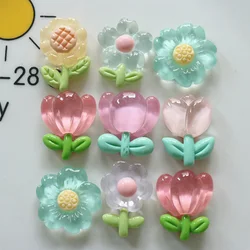 10PCS Clear Flower Series Resin Flatback Cabochons For Hairpin Phone Case Scrapbooking DIY Jewelry Craft Decoration Accessories