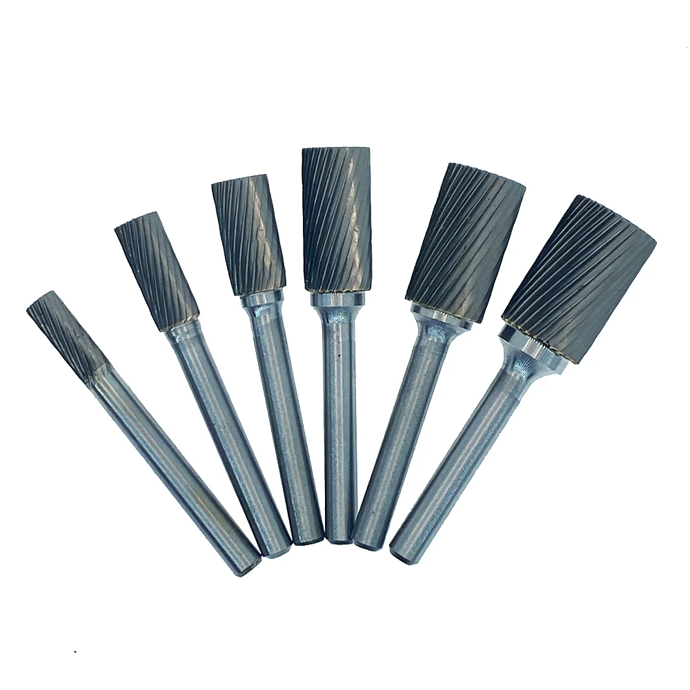 6mm A/AX Type Cylinder Head Tungsten Carbide Alloy Rotary File Drill Milling Carving Bit Point Burr Die Grinder Abrasive Tools