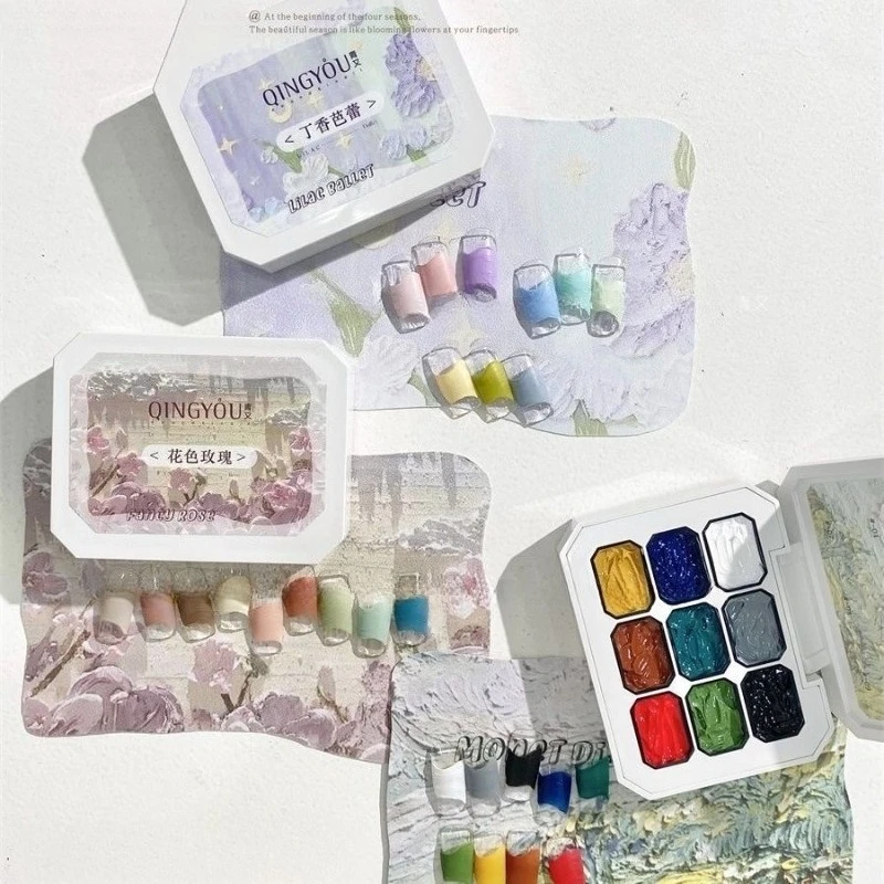 

Палитра гель-лаков 9 оттенков для дизайна ногтей, твердый гель без липкого слоя, 3D моделирование, высокая насыщенность, скульптурный УФ/LED гель-лак для маникюра